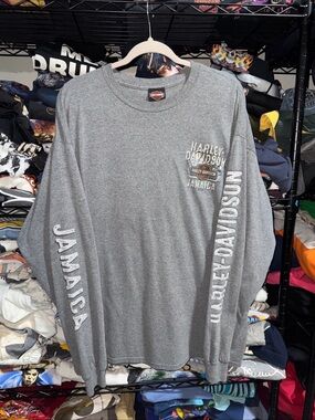 Y2K Harley Davidson Jamaica Gray Longsleeve Shirt Size Xl